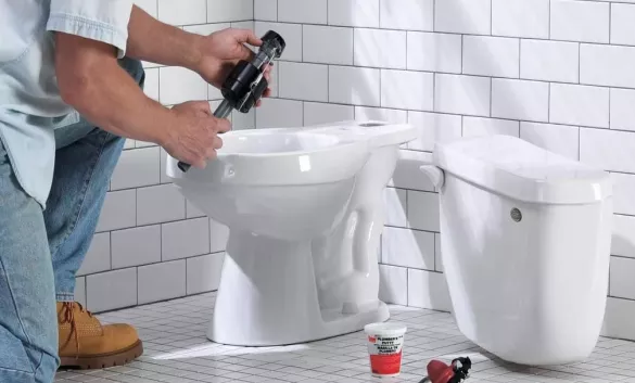 Подготовка площадки для установки унитаза (цементирование)