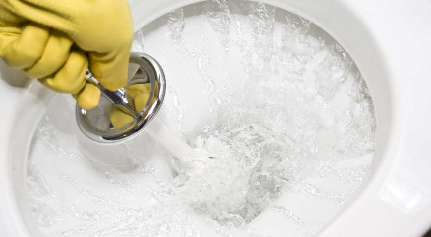 Очистка туалета химическим средством